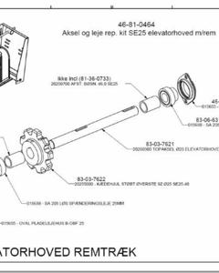 Shaft and bearing rep. kit, elevatortop SE25, belt M&M